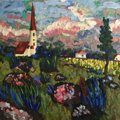 Farm by Aleksander Krims and Landscape With Church  by Konrad Mägi